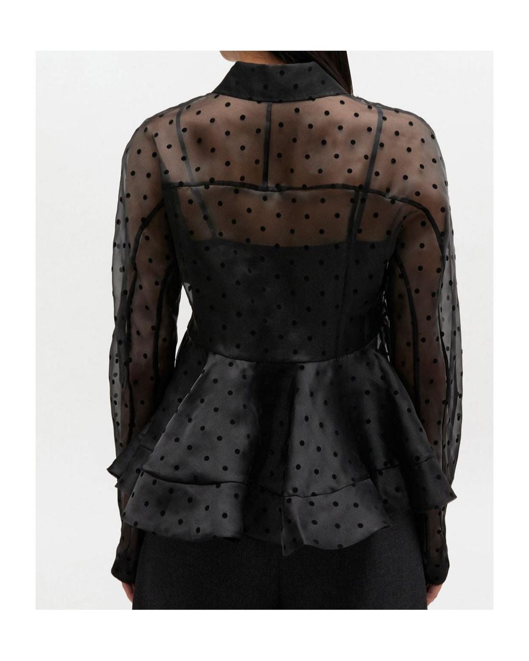 Ganni Gray Organza Peplum Shirt