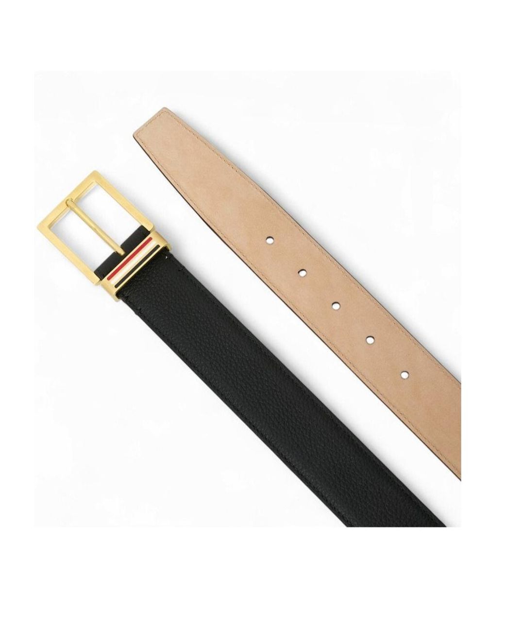 Thom Browne White Pebble-Grain Metal-Loop Belt for men