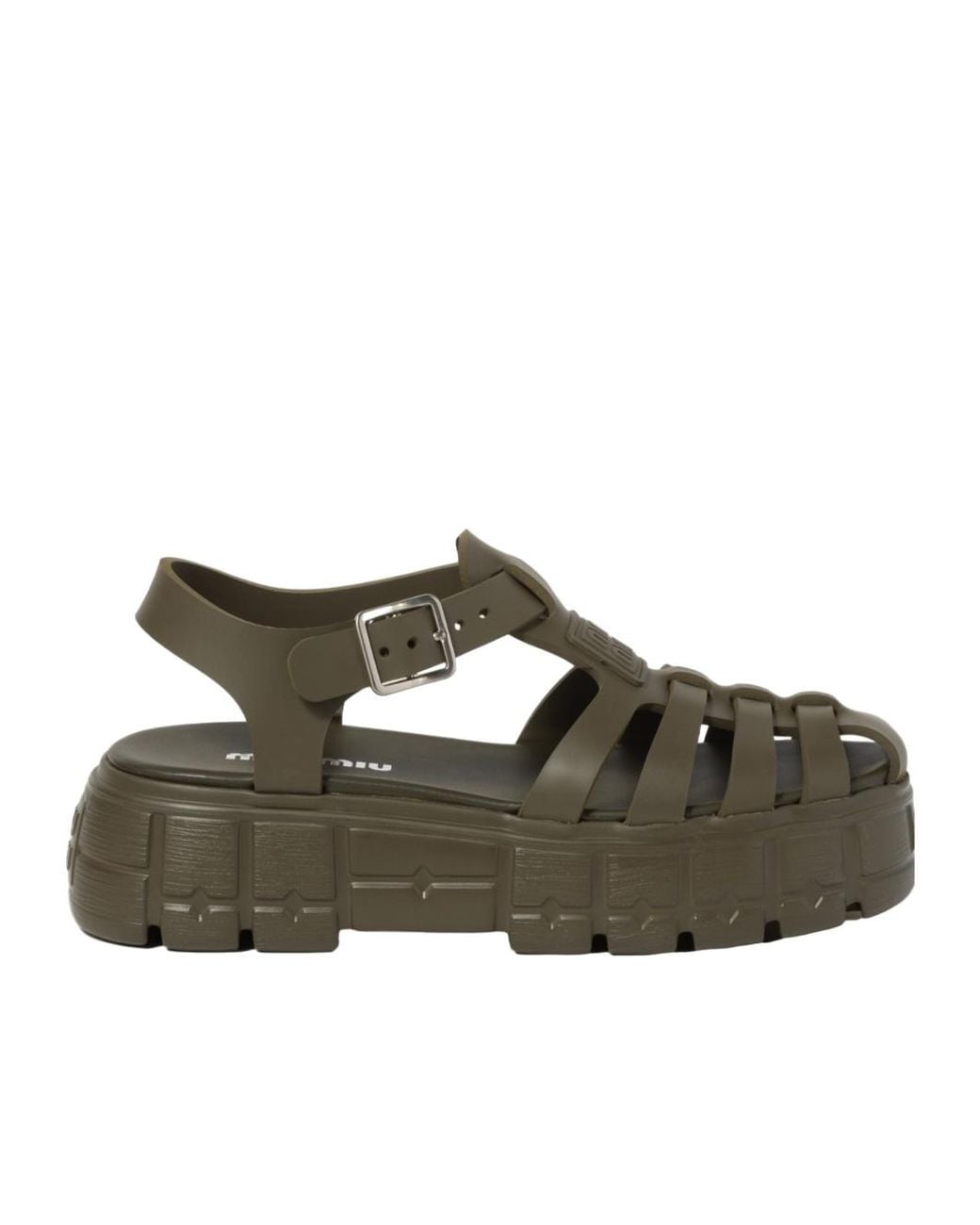Miu Miu Green Eva Platform Cage Sandals