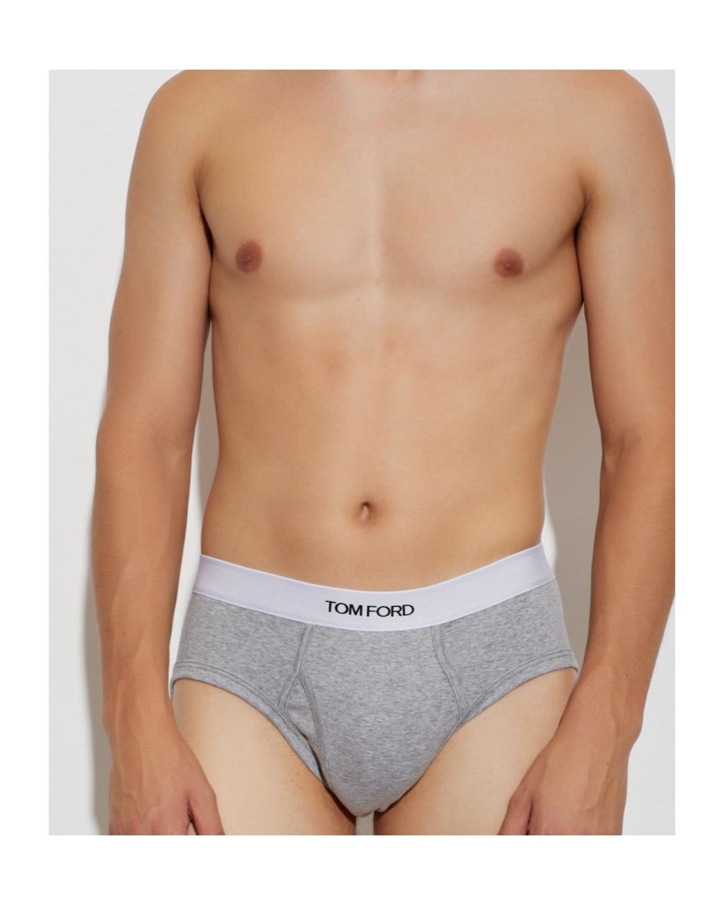 Tom Ford Gray Logo-Waistband Cotton Briefs (Set Of Two) for men