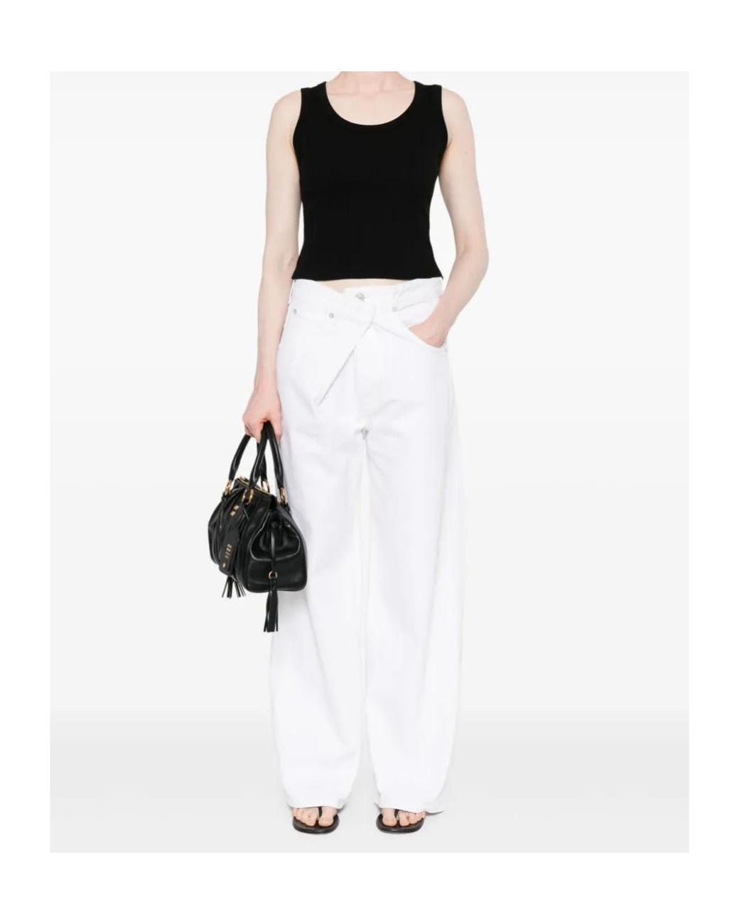 Agolde White Pleated-Waist Jeans