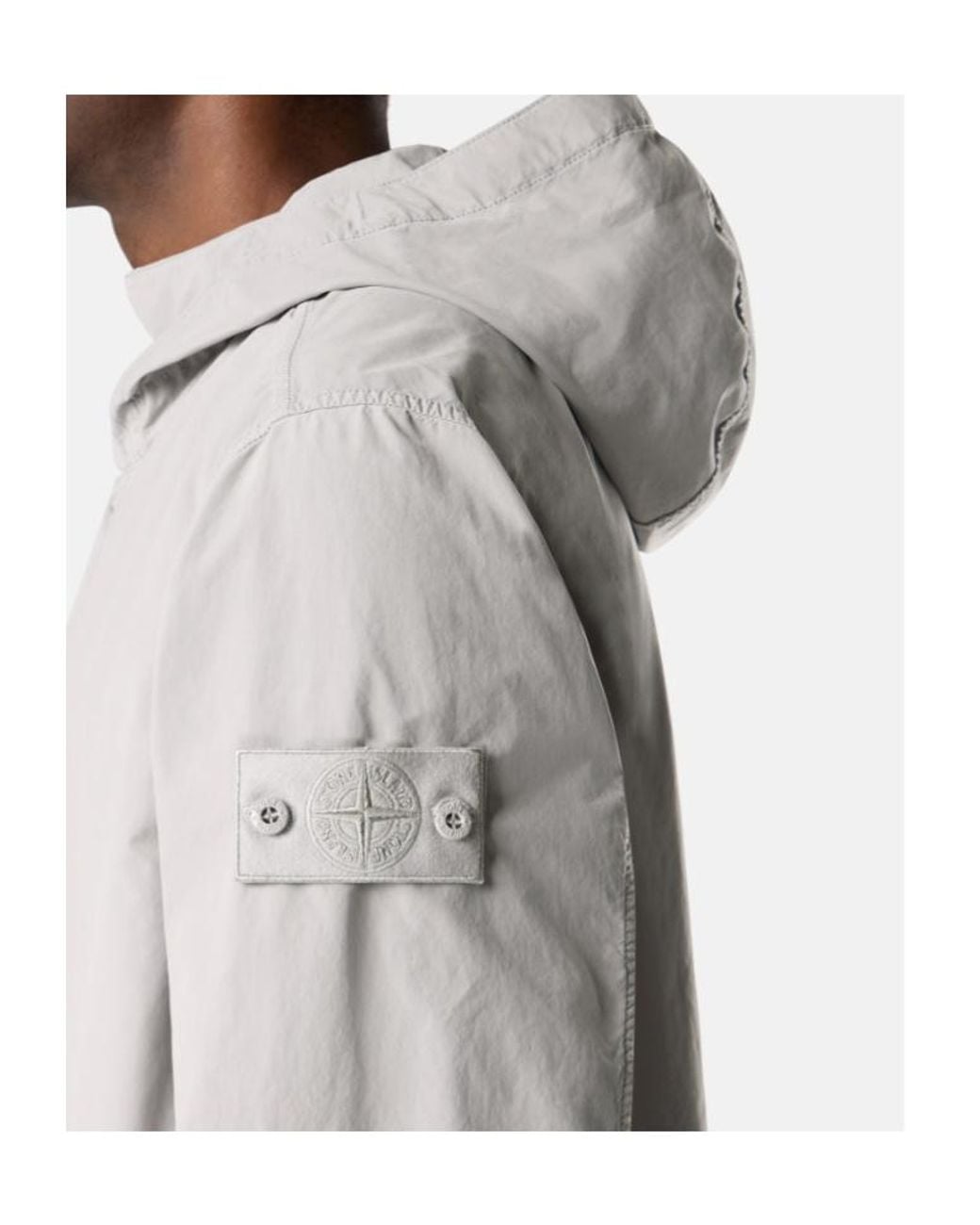 Stone Island Gray David Light-Tc Hooded Logo-Patch Jacket for men