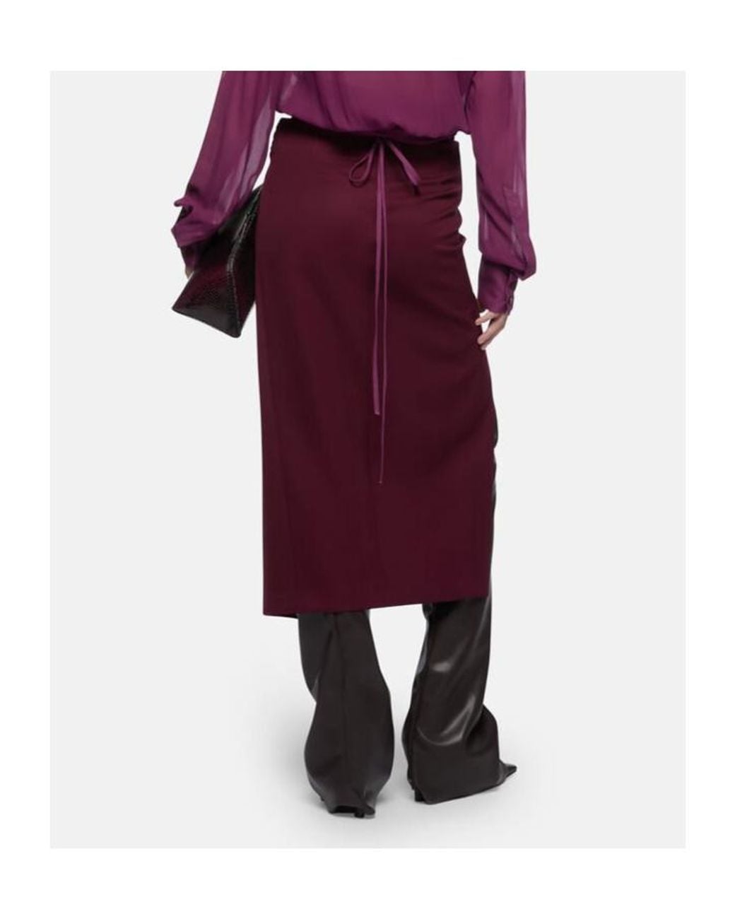 The Attico Purple The Slit Detailed Midi Skirt