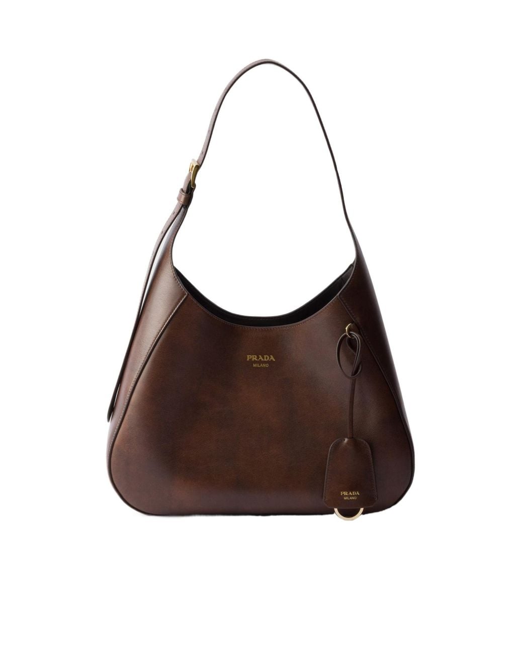 Prada Brown Curved Hobo Shoulder Bag