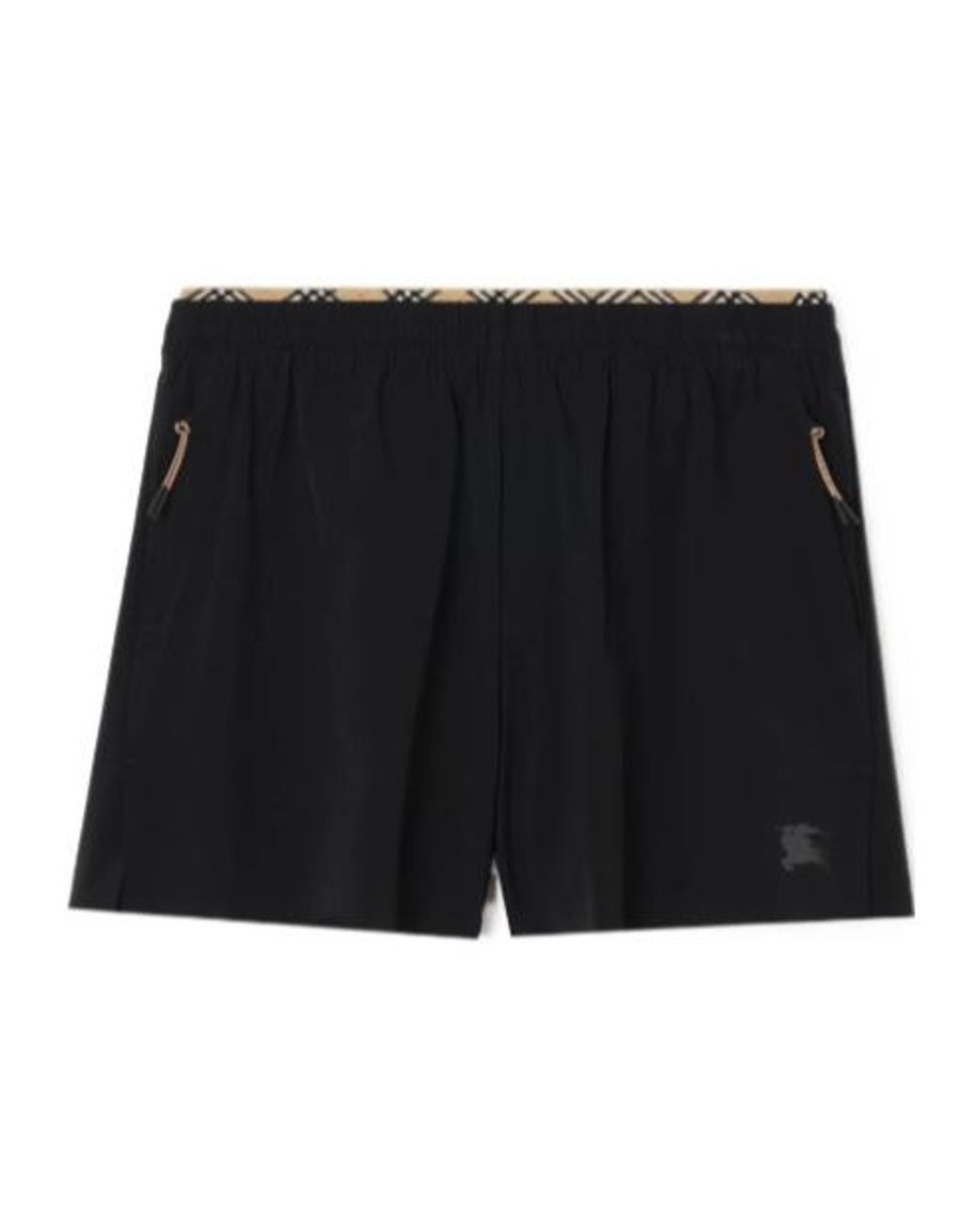 Burberry Black Check Trim Stretch Nylon Shorts for men