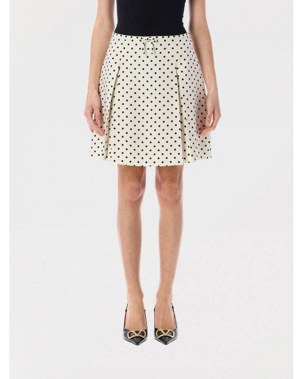 Valentino Natural Polka Dot Printed Mini Skirt