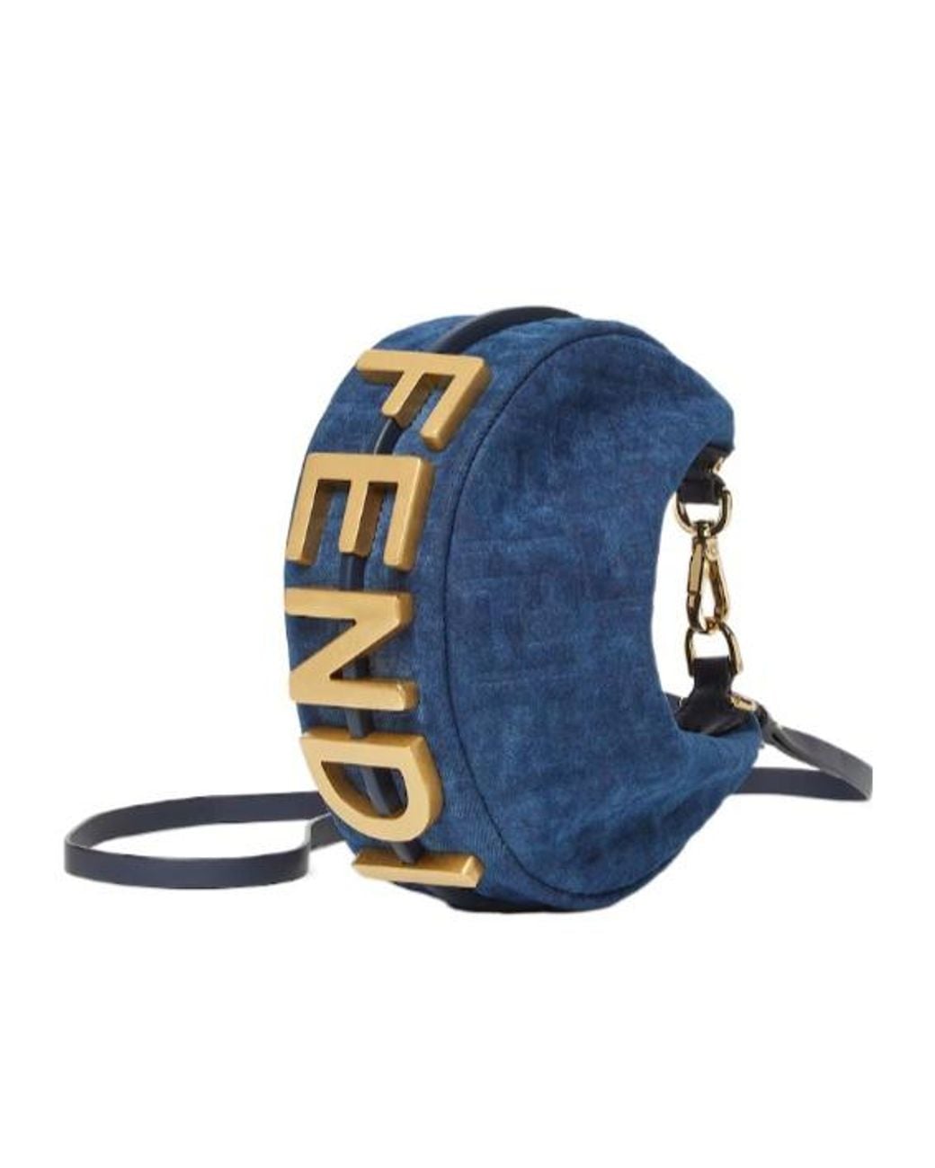 Fendi Blue Graphy Ff Denim Flocked Mini Tote Bag for men