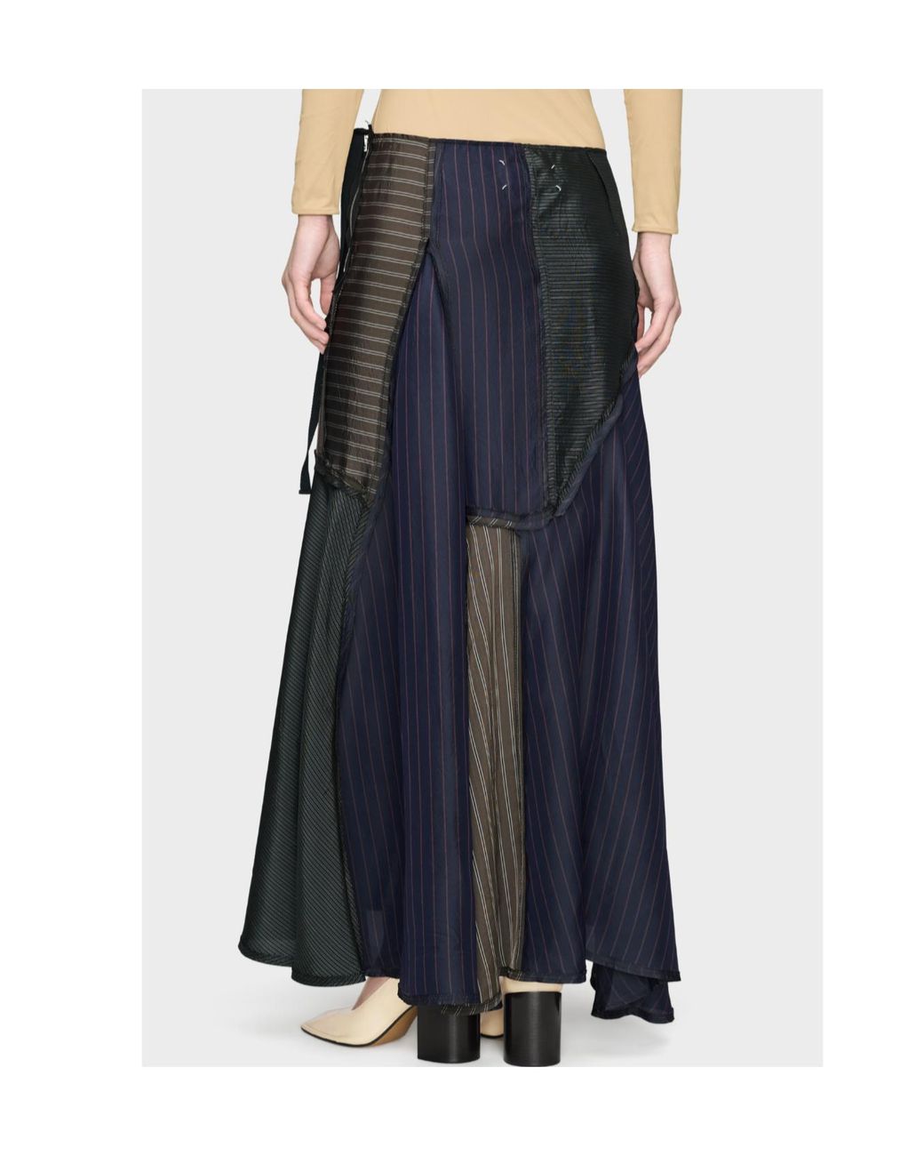 Maison Margiela Blue Patchwork Long Skirt