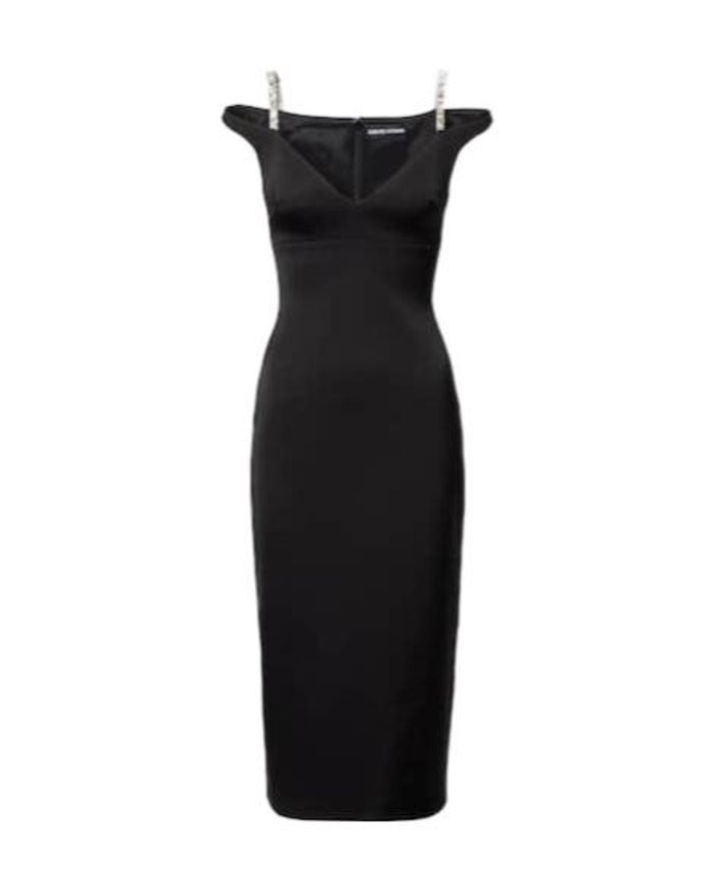 David Koma Black Crystal-Embellished Satin Midi Dress