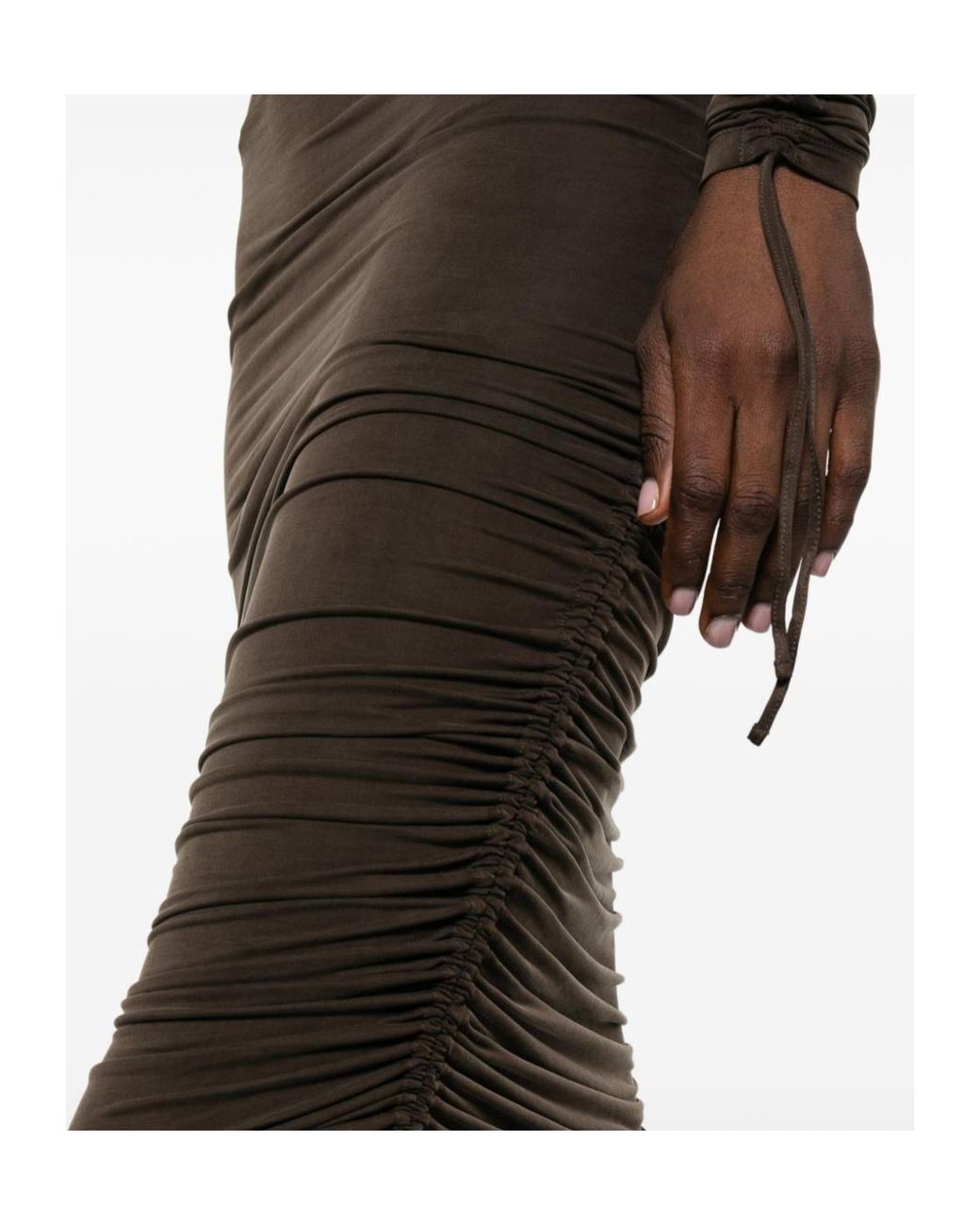 Balmain Brown Draped Ruched Dress