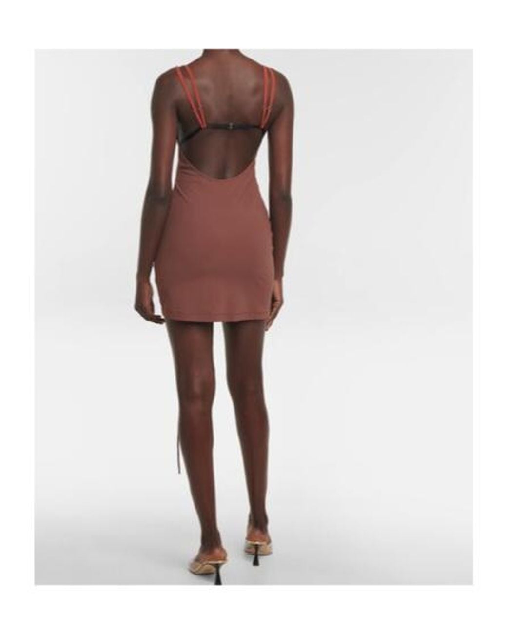 Nensi Dojaka Brown Cutout Ruched Minidress