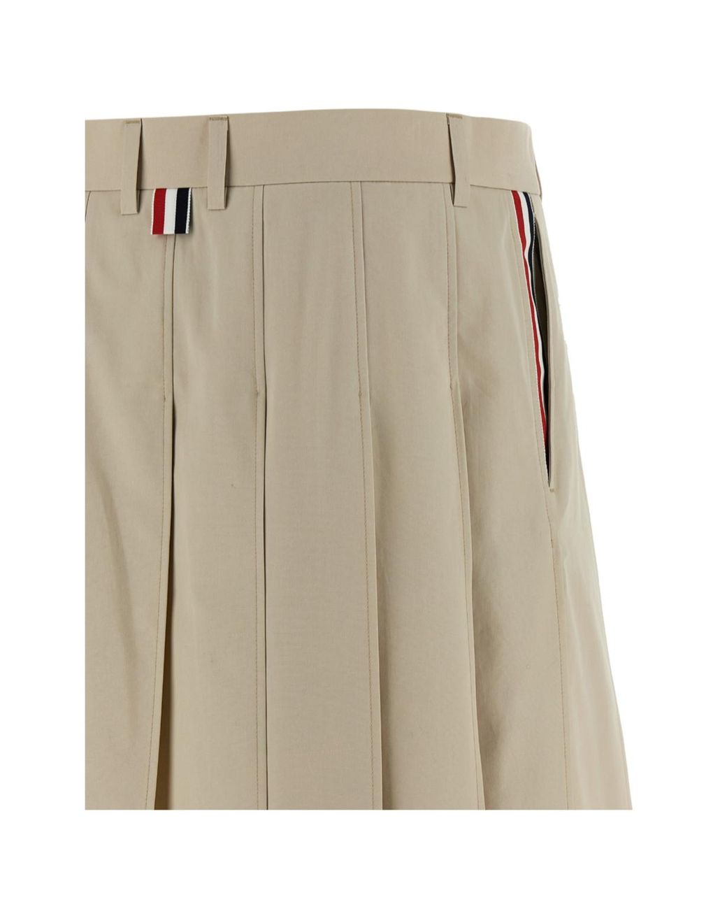 Thom Browne Natural Rwb Stripe Pleated Mini Skirt