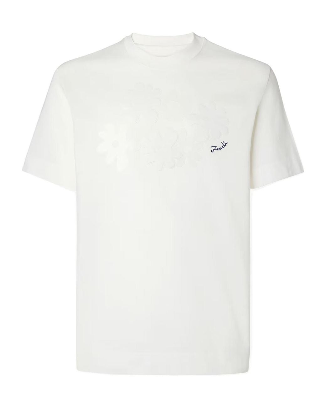 Fendi White Bouquet Floral T-Shirt for men