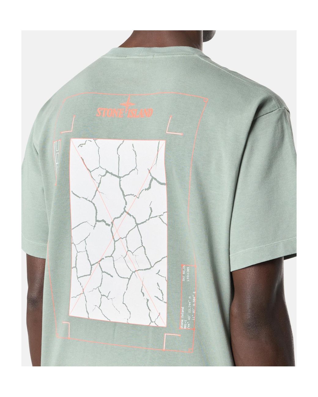 Stone Island Green Logo Printed Crewneck T-Shirt for men