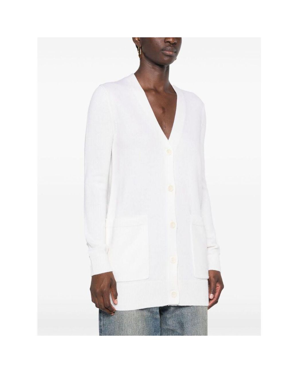 Max Mara White Long-Sleeved Cardigan