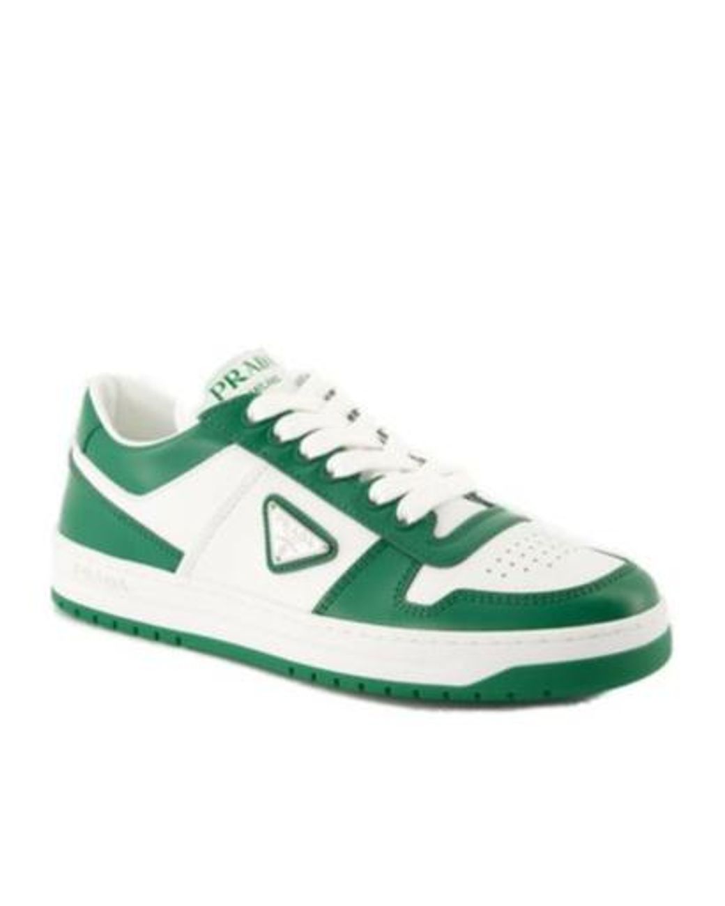 Prada Green Two-Toned Lace-Up Sneakers
