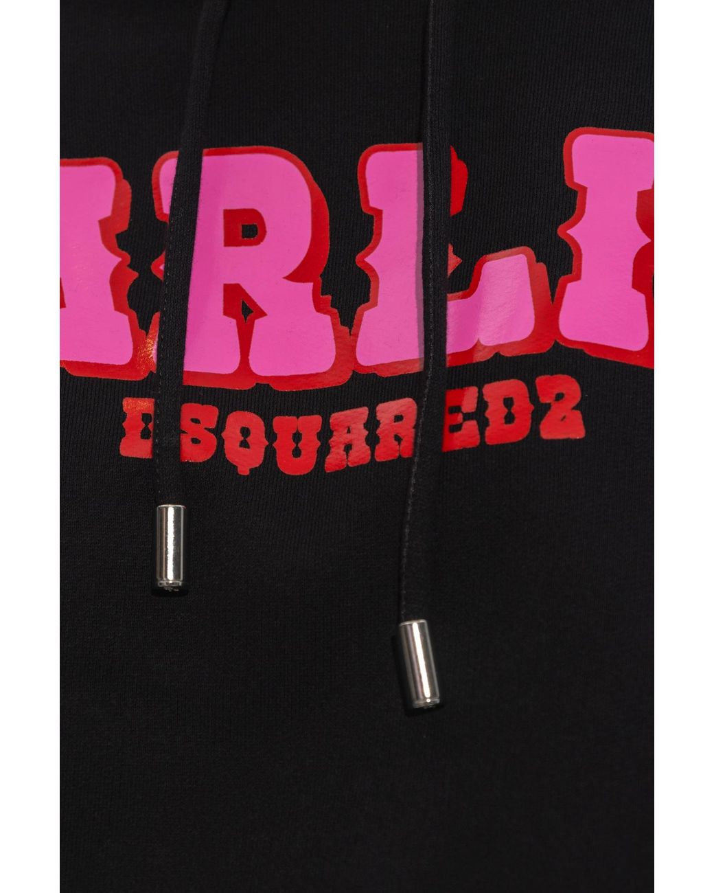 DSquared² Black Logo Printed Drawstring Hoodie