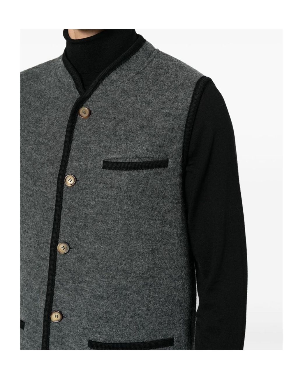 Rier Gray Long-Sleeved Single-Breasted Vest for men