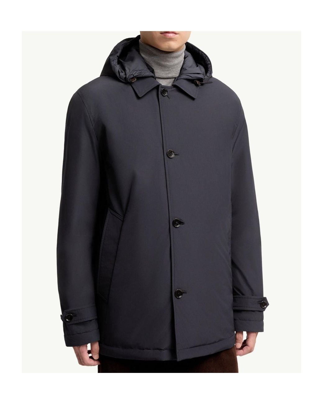 Moncler Blue Evrine Quilted Hooded Coat for men