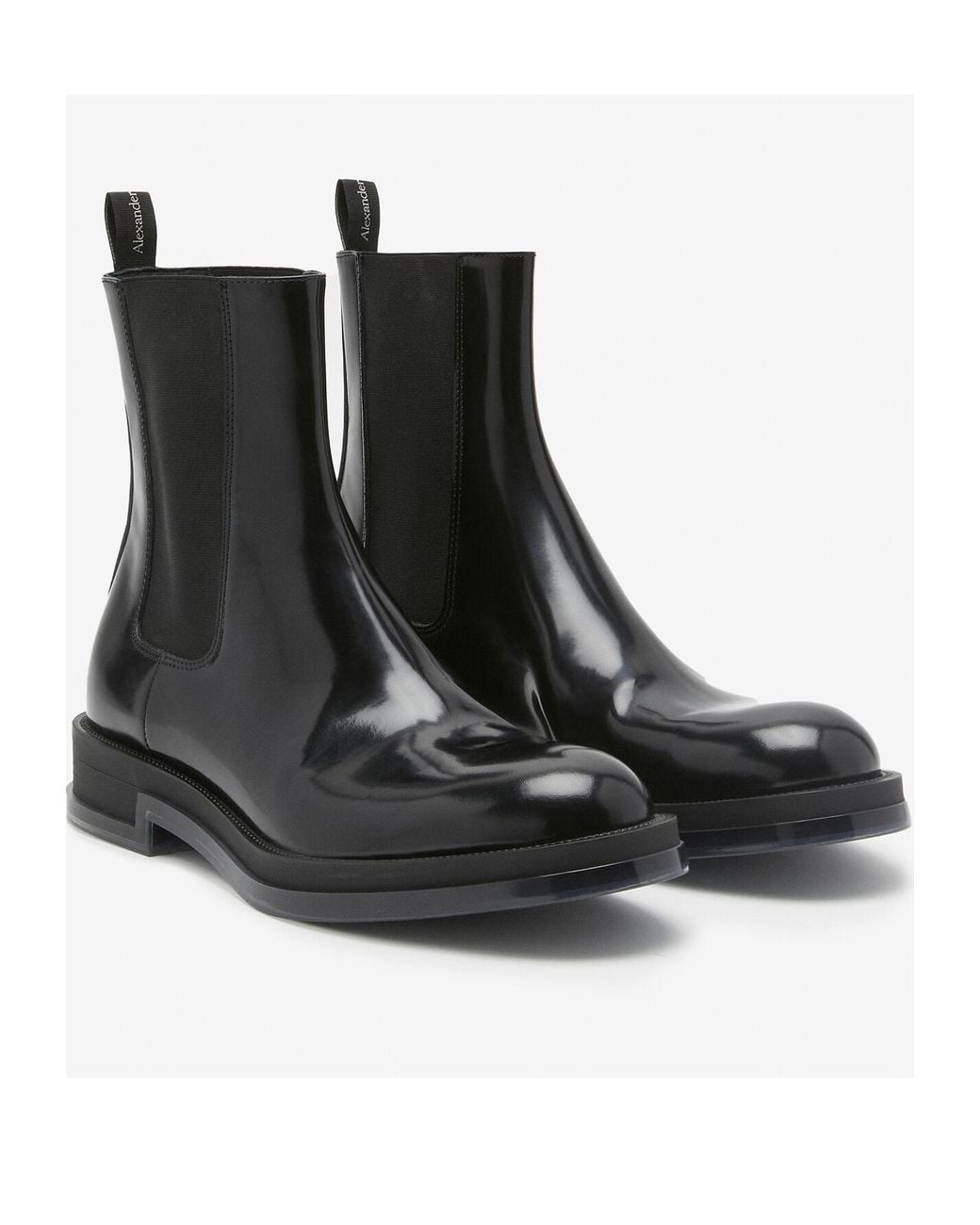 McQueen Black Round-Toe Ankle Boots for men
