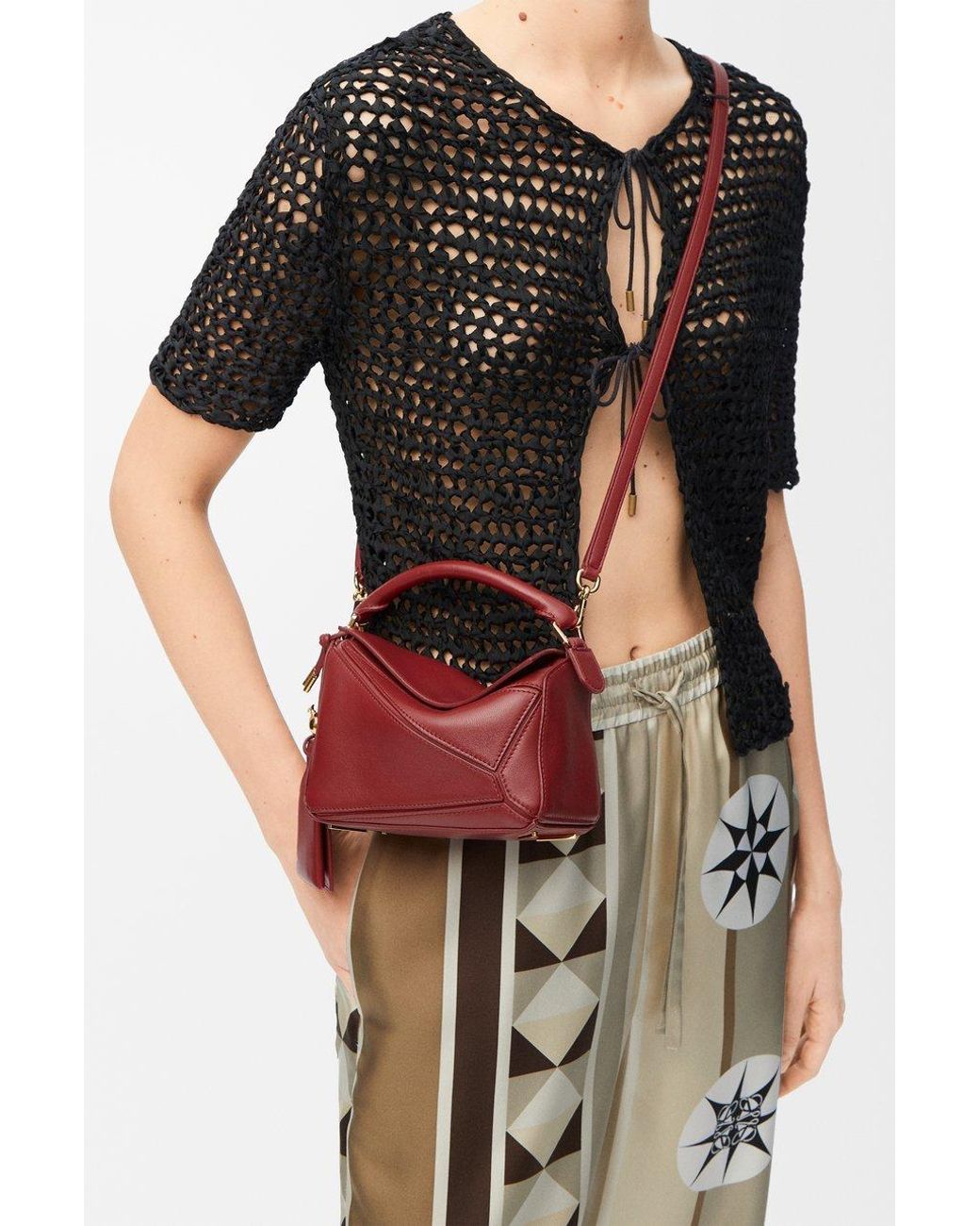 Loewe Red Mini Featherlight Puzzle Bag
