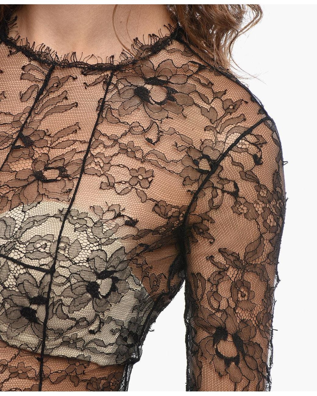 Off-White c/o Virgil Abloh Black Sheer Lace Bodysuit