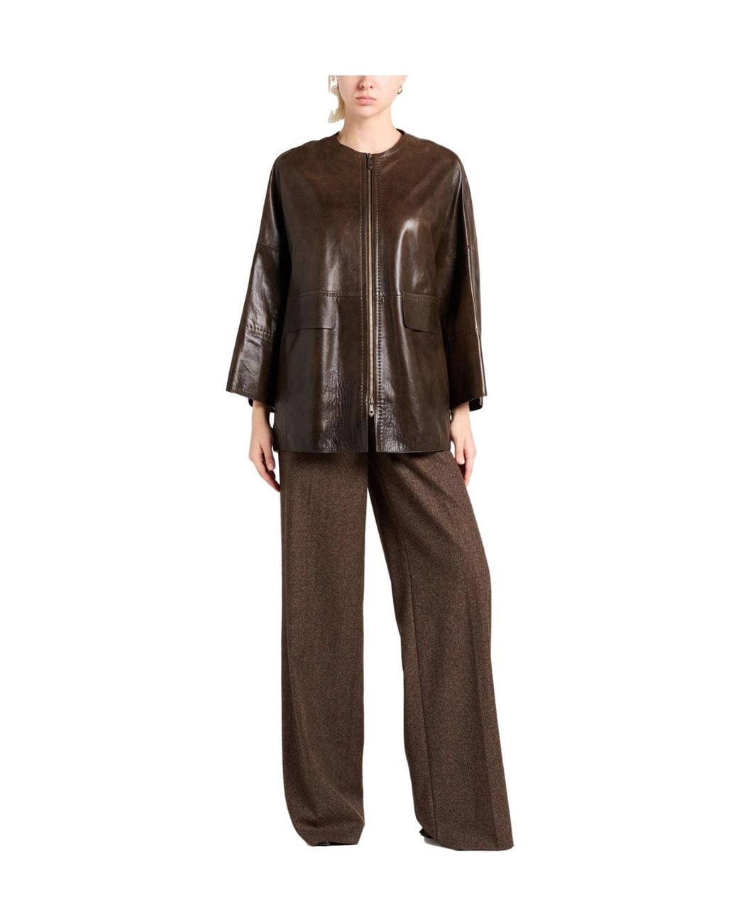 Max Mara Brown Solid Color Jackets