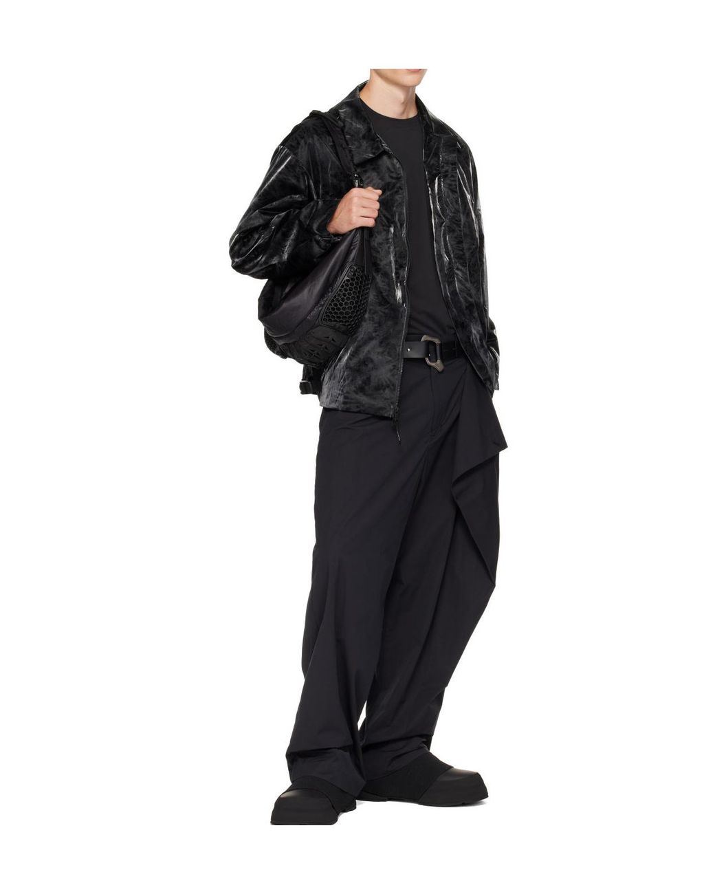 Innerraum Black Object Shoulder Bag for men