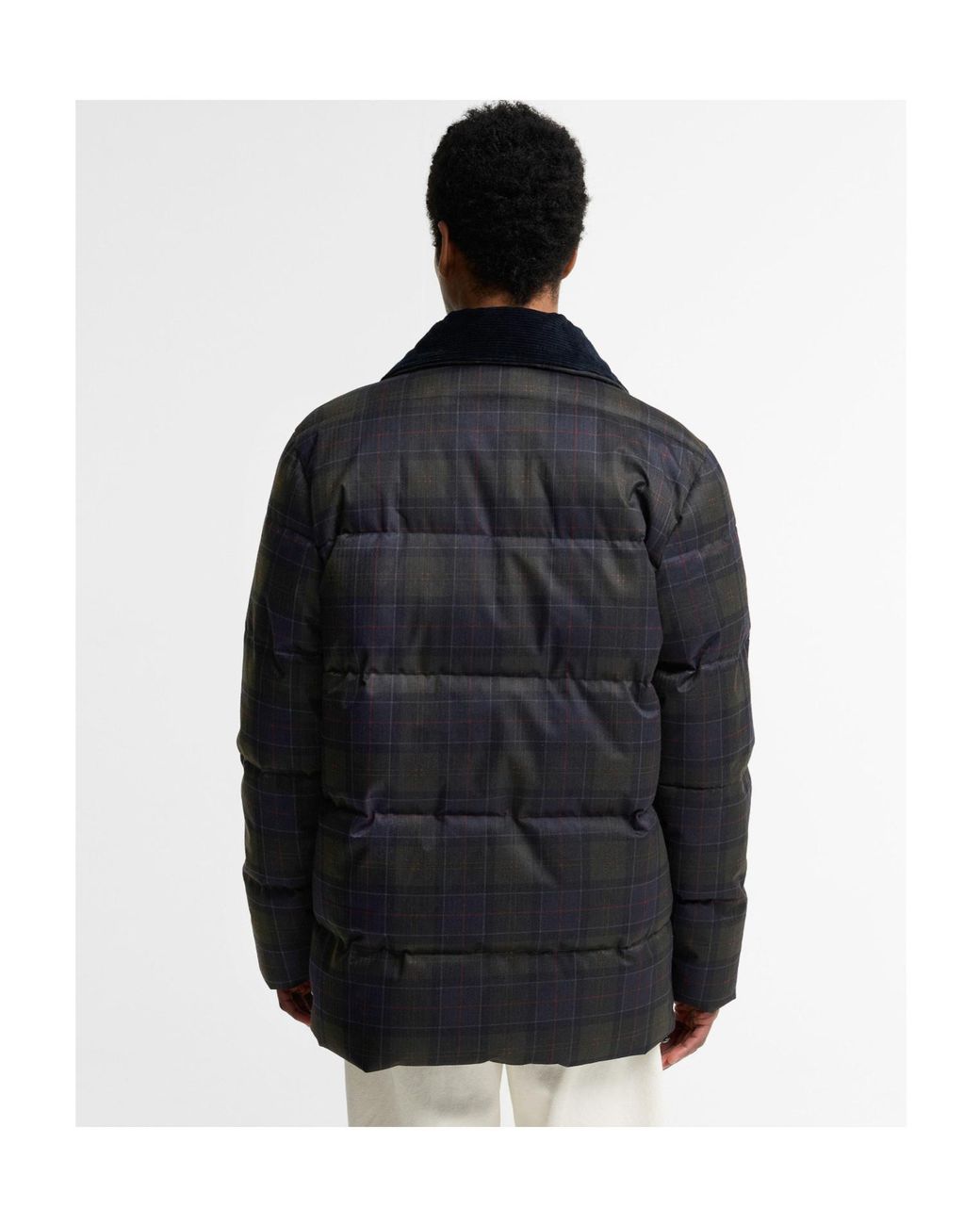 Barbour Black Plaid Standcollar Puffer Jacket for men