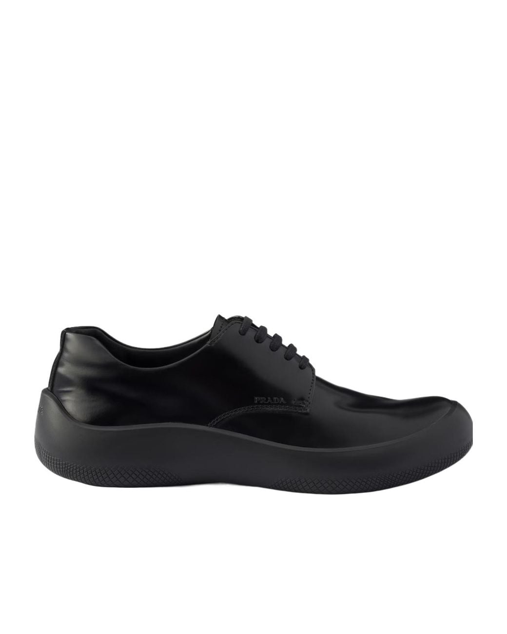Prada Black Lace-Up Flat Shoes for men