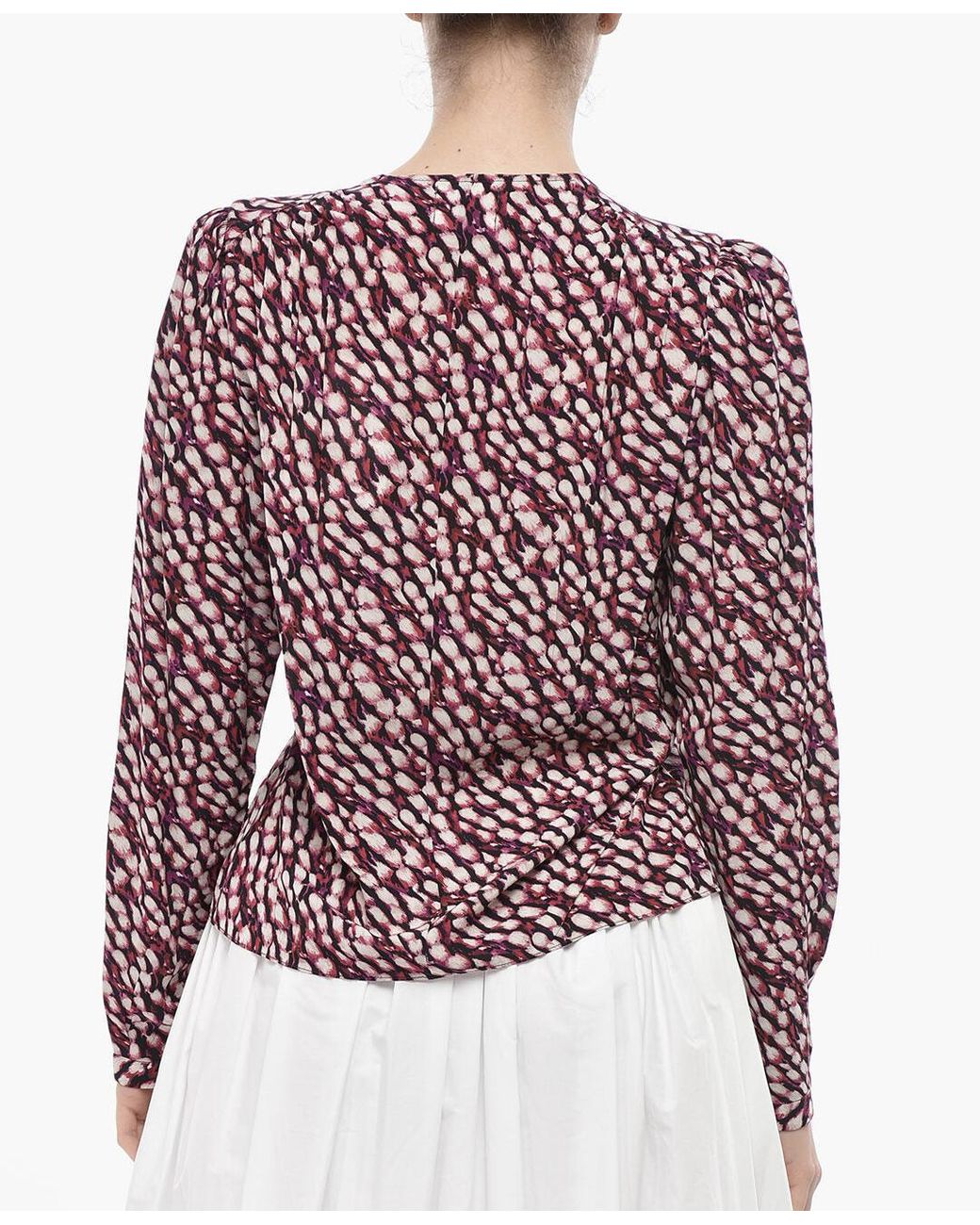 Isabel Marant Red Patterned V-Neck Blouse