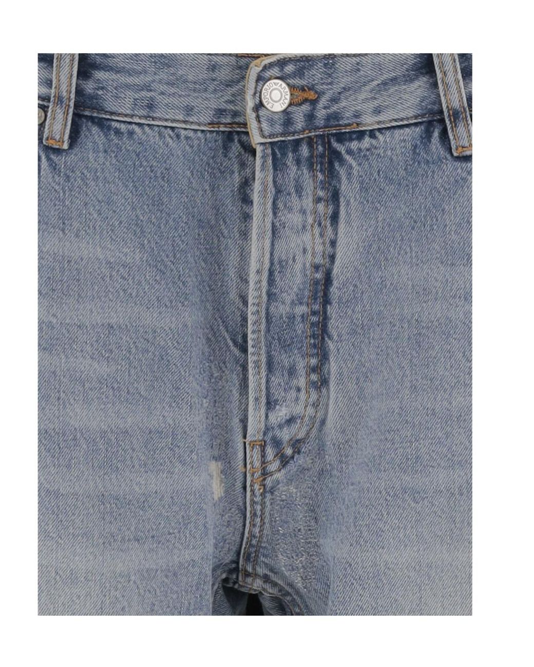 Emporio Armani Blue Distressed Straight-Leg Jeans for men