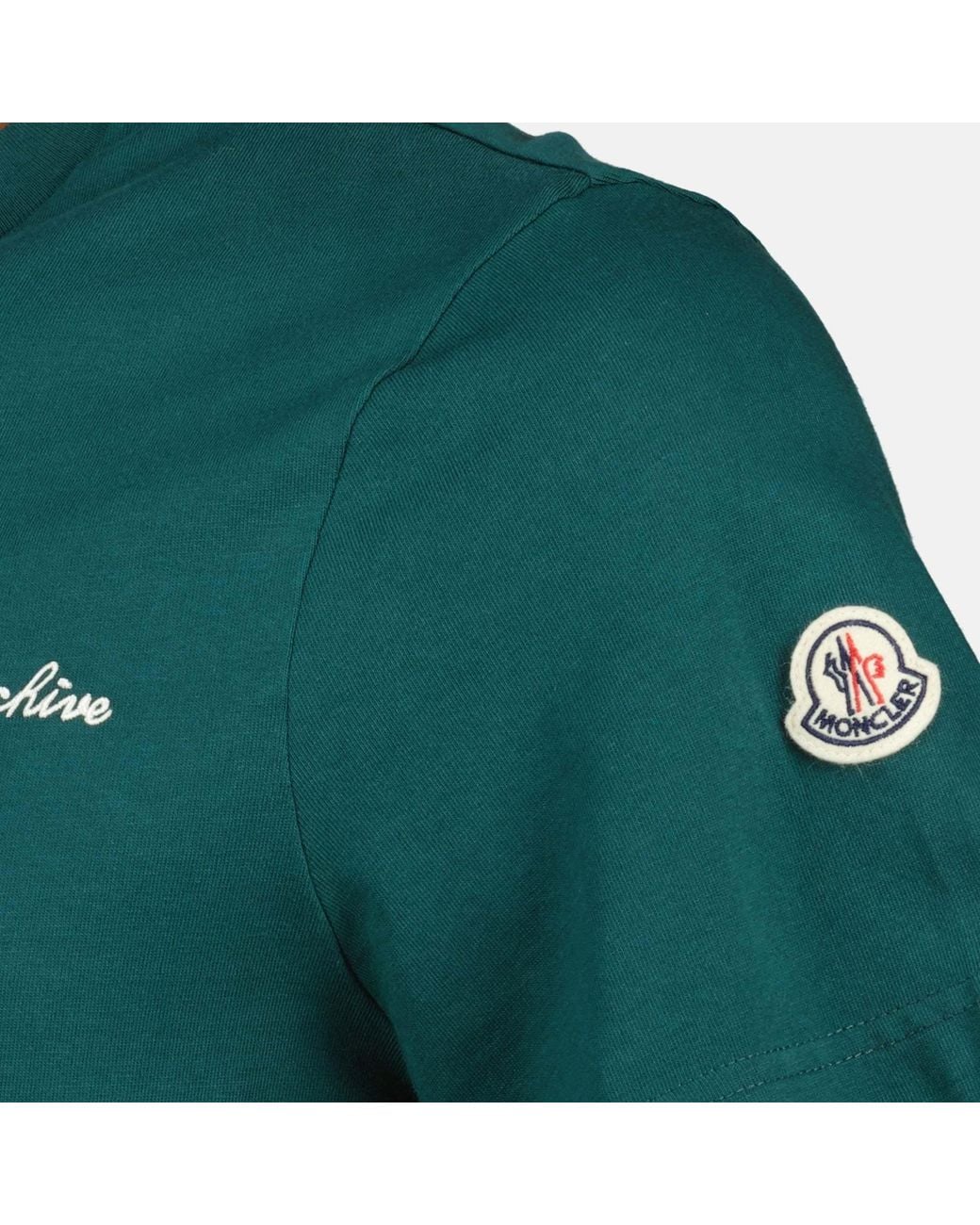 Moncler Green Logo Embroidered Crewneck T-Shirt for men