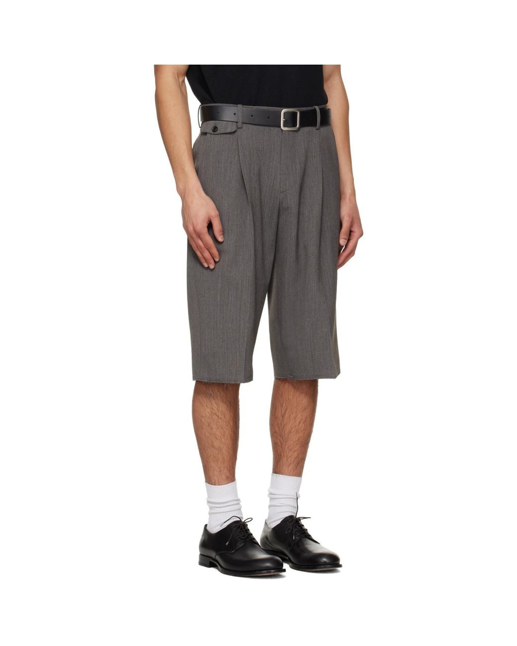 TONYWACK Gray Pleated Tailored Shorts for men
