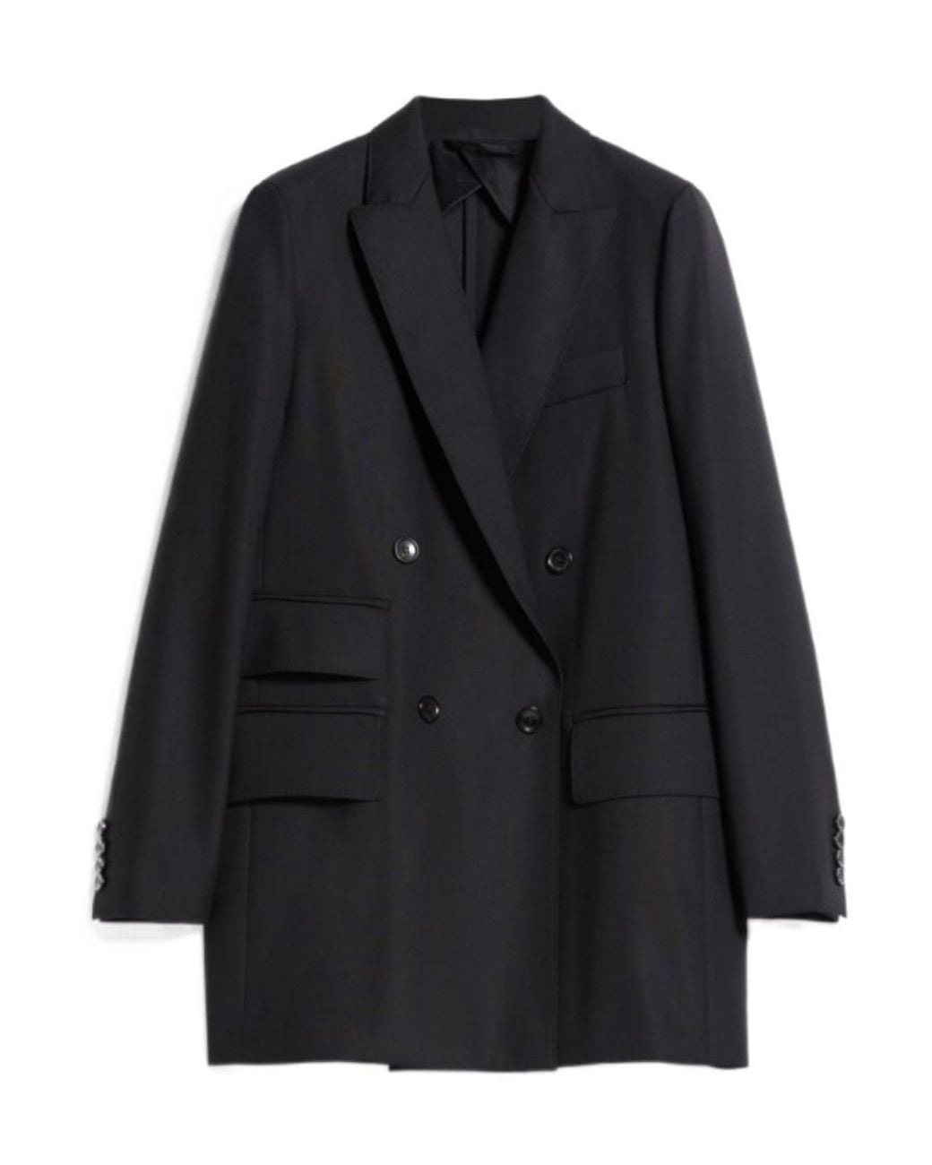 Max Mara Black Double-Breasted Long-Sleeved Blazer