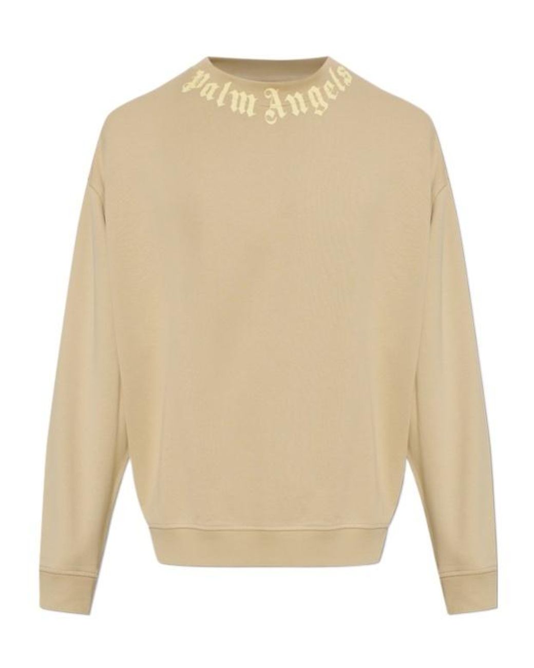 Palm Angels White Neck Logo Crewneck Sweatshirt for men