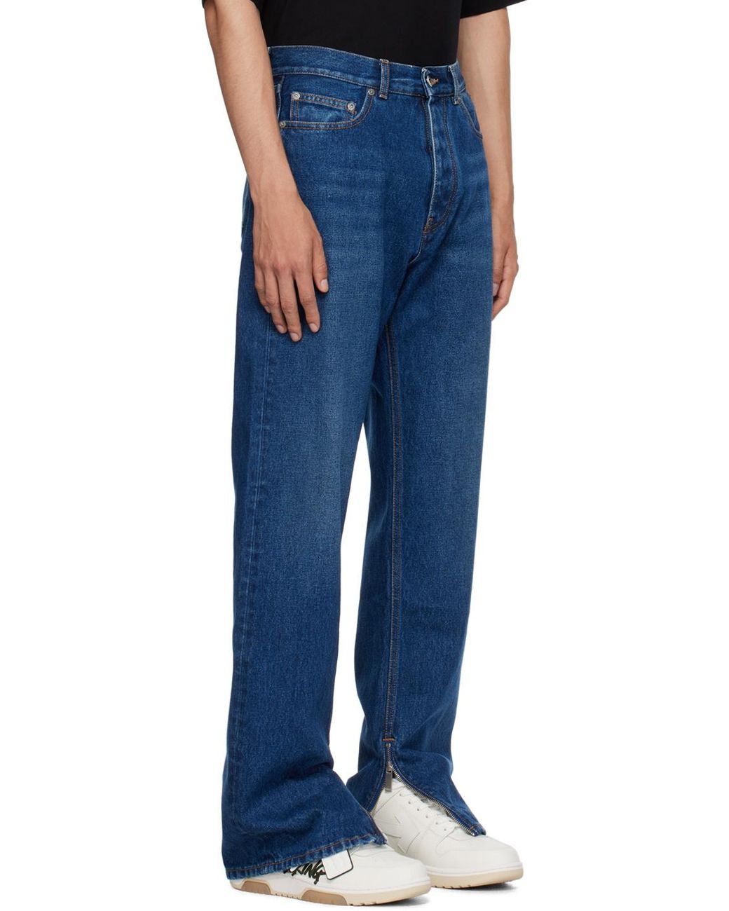 Off-White c/o Virgil Abloh Blue Logo Patch Straight-Leg Jeans for men