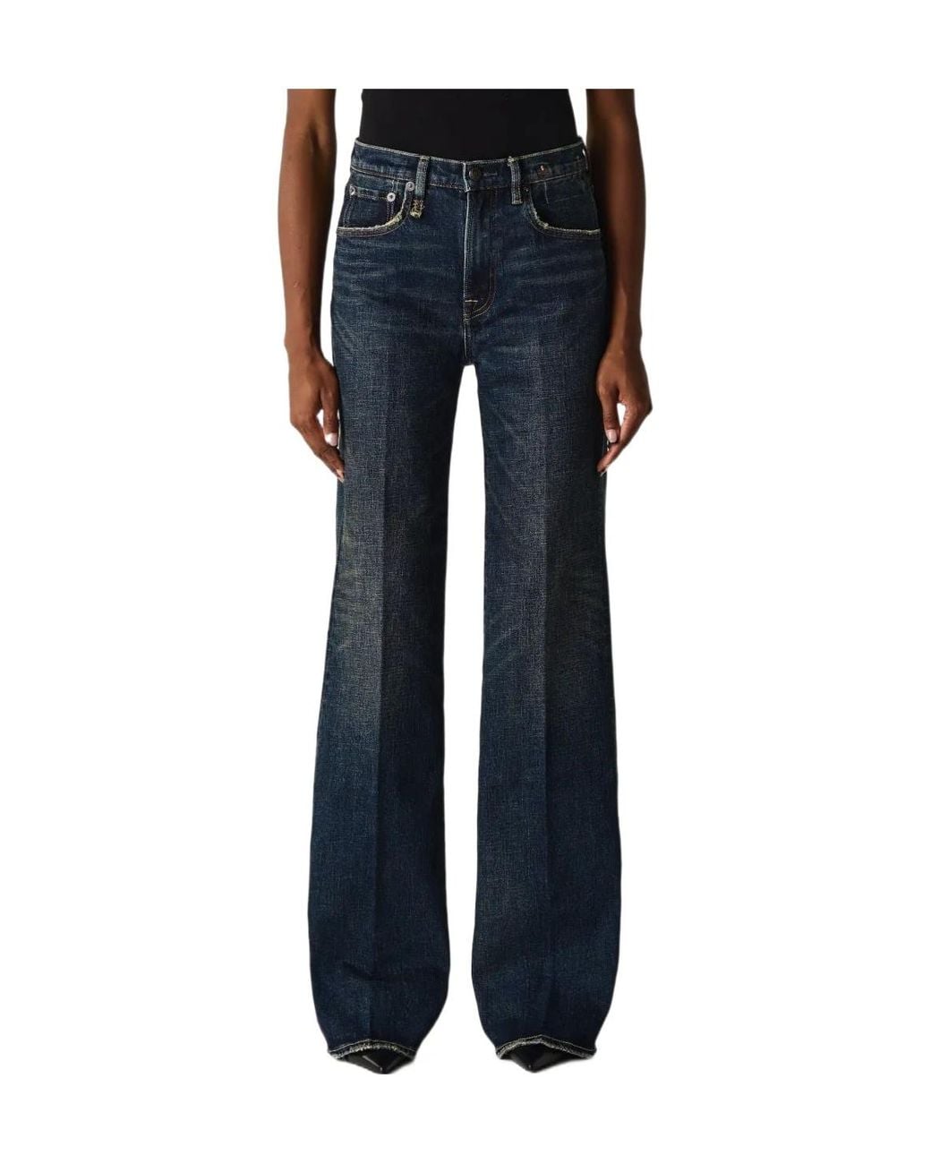 R13 Blue Charlotte Wide-Leg Jeans