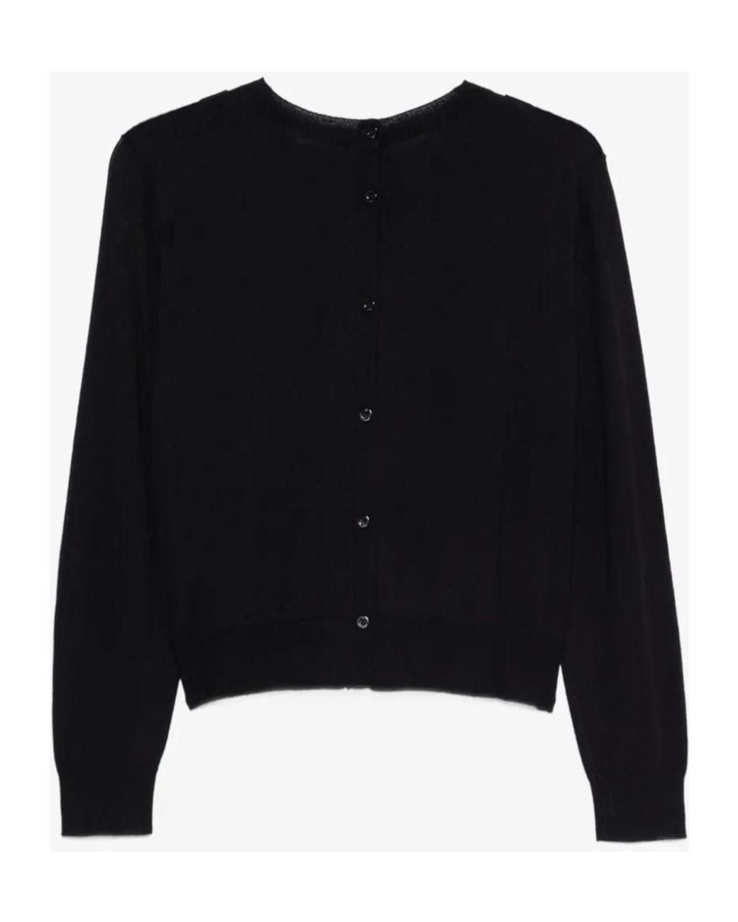 Semicouture Black Single-Breasted Long-Sleeve Knit Top