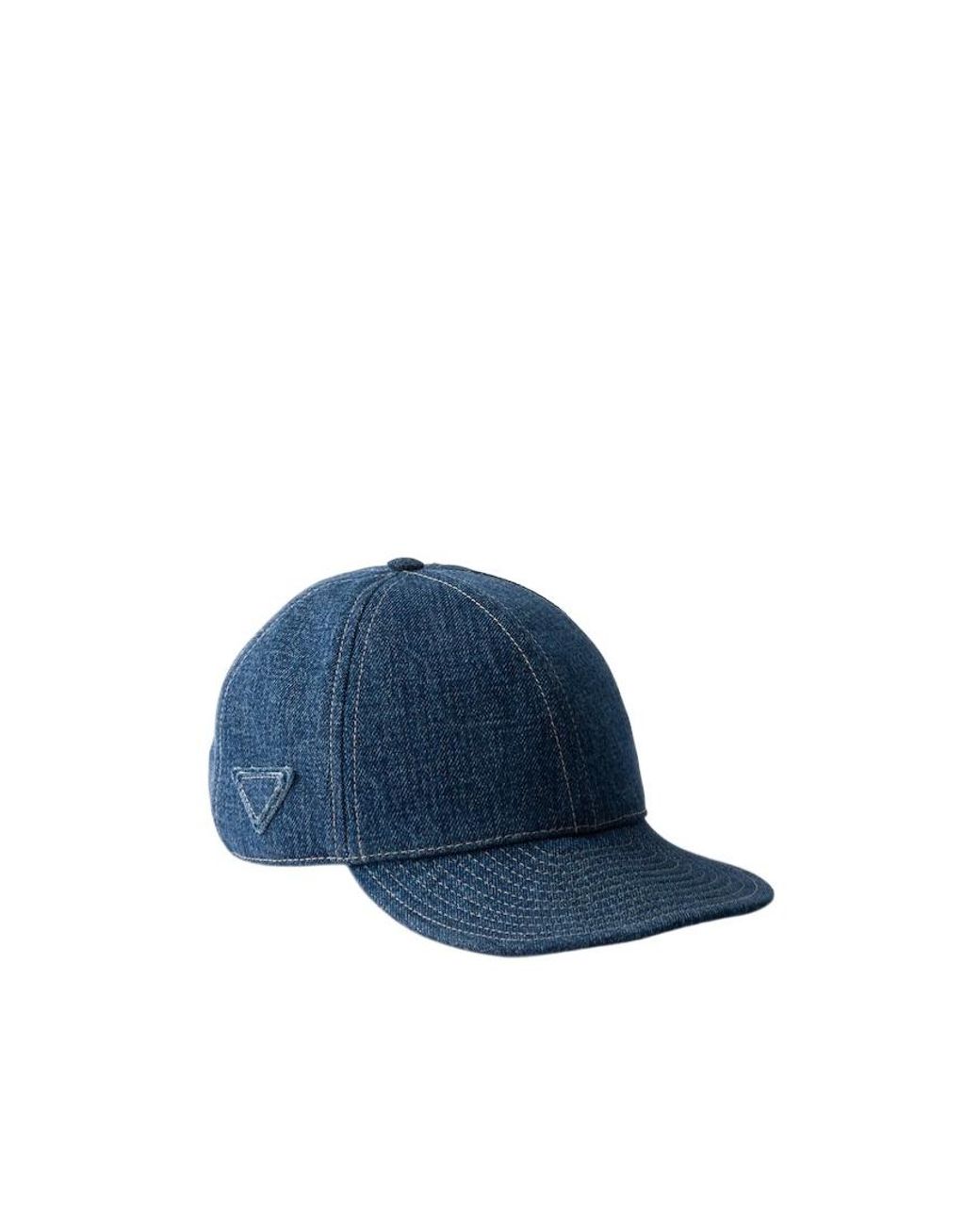 Prada Blue Logo Denim Baseball Hat for men