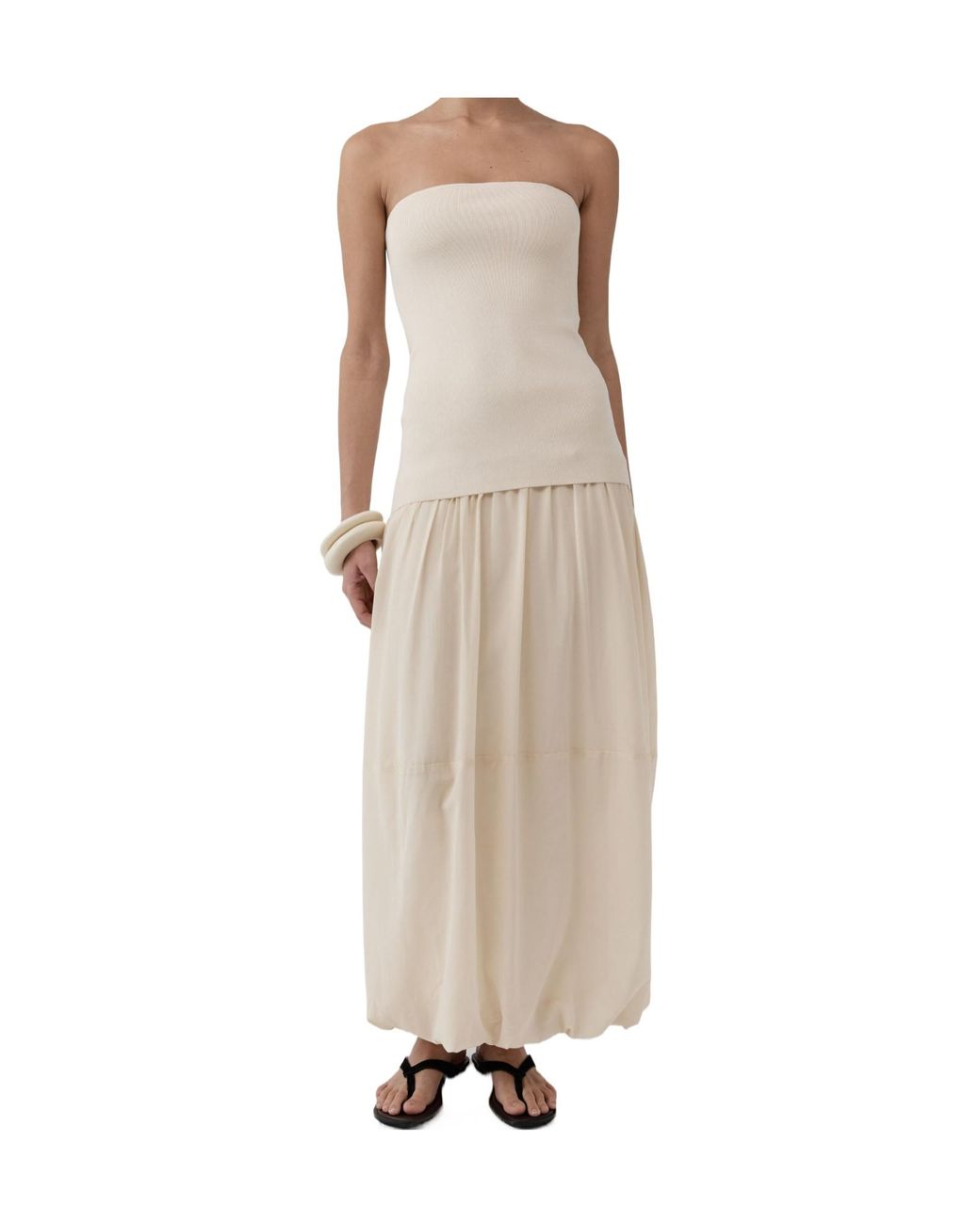 St. Agni Natural Strapless Midi Dress