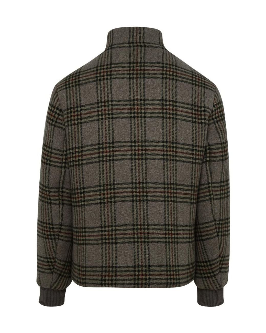 Etro Green Logo Embroidered Checked Zipped Jacket for men
