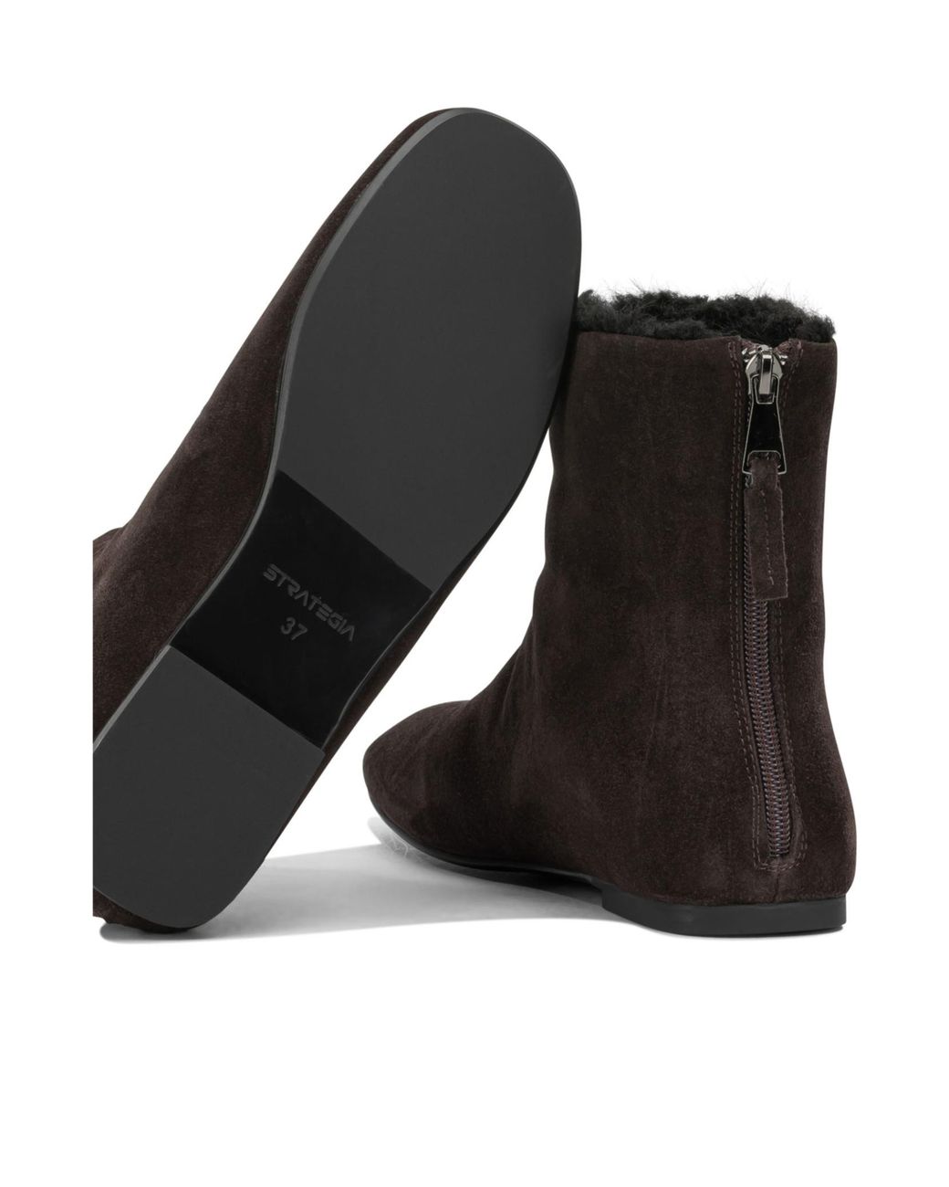 Strategia Brown Back Zip Ankle Boots
