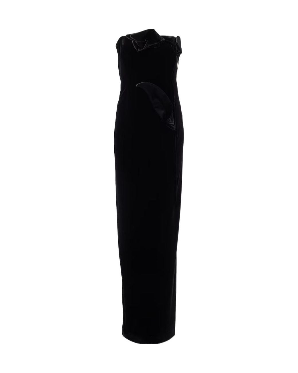 Leo Black Marilyn Cutout Floral-Appliqué Velvet Gown