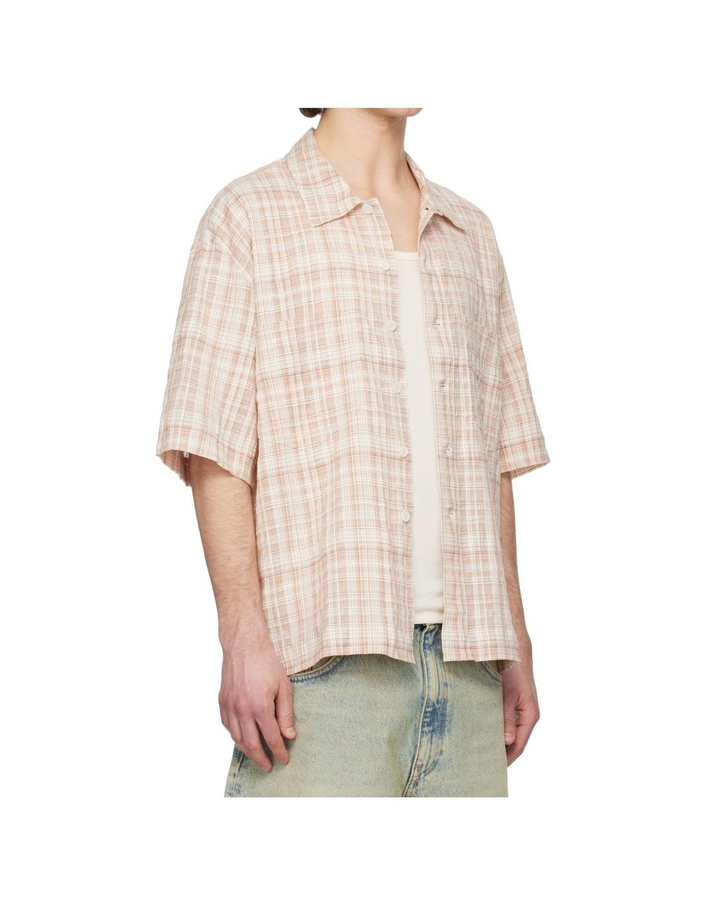 sunflower Natural Adam Checked Short-Sleeve Shirt for men