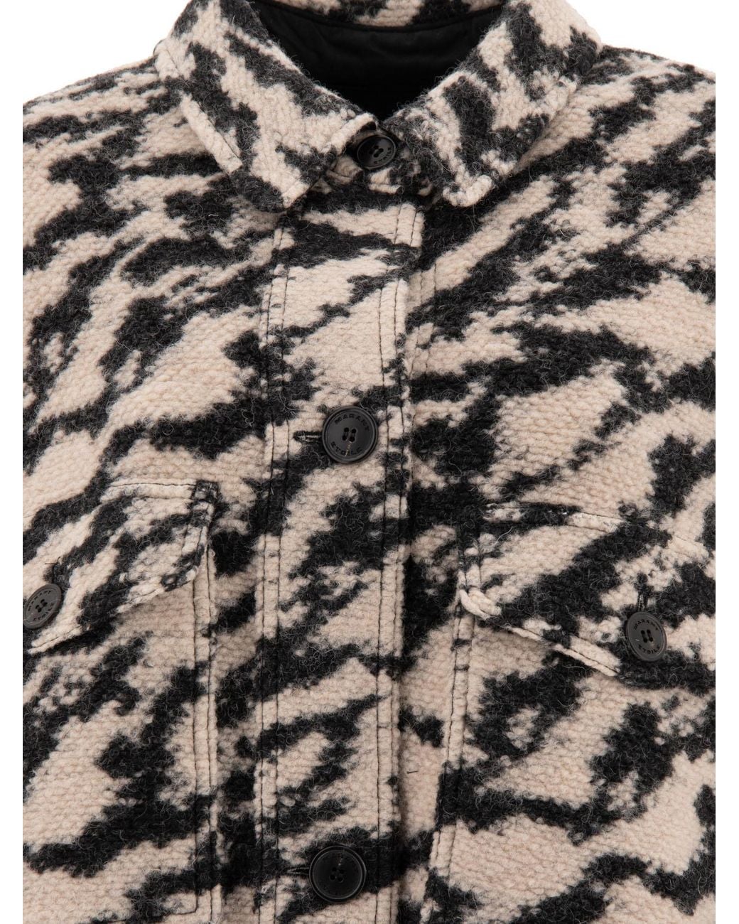 Isabel Marant Black Isabel Marant Étoile Fontizi Patterned Buttoned Coat