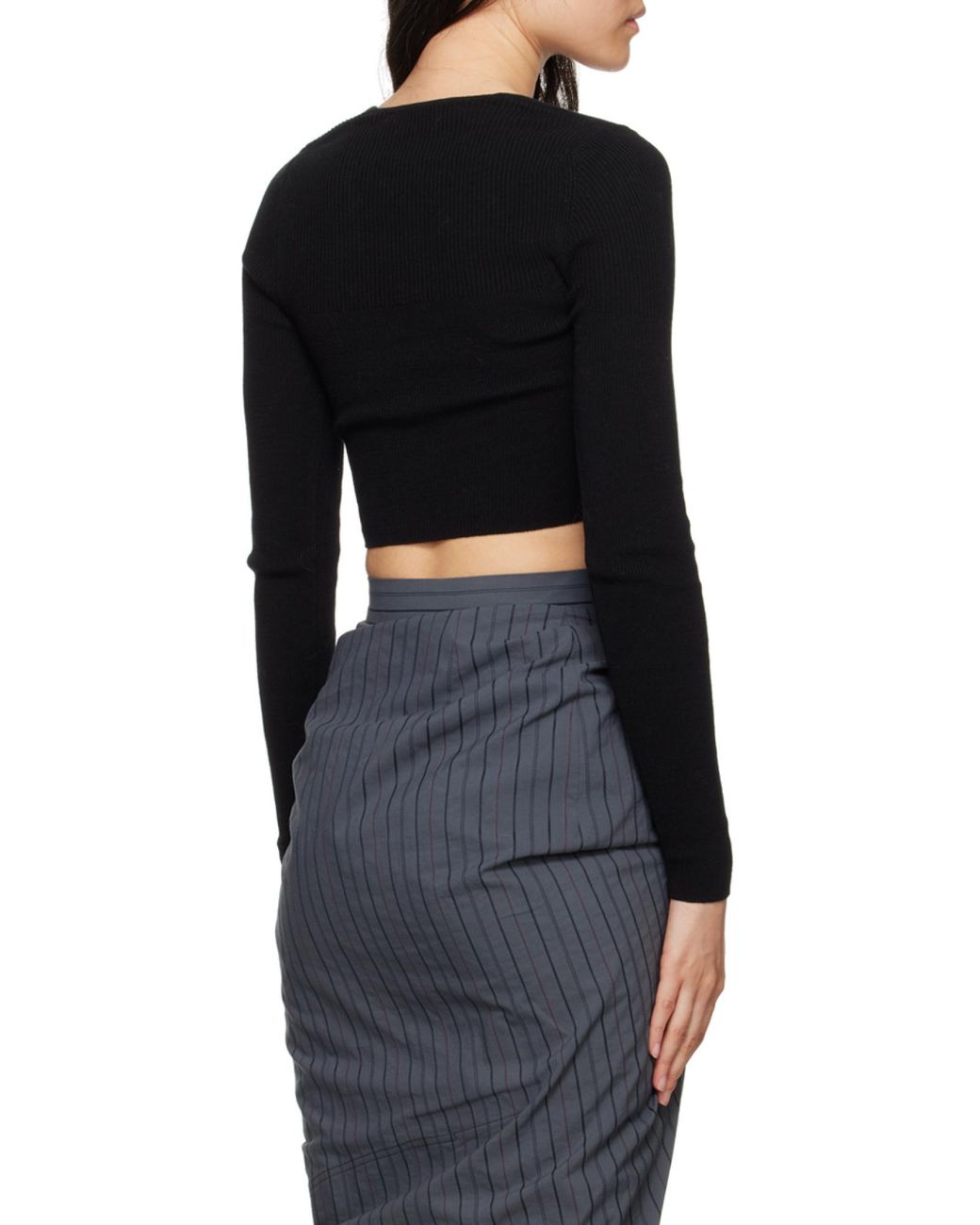 Vivienne Westwood Black Bea Cropped V-Neck Jumper