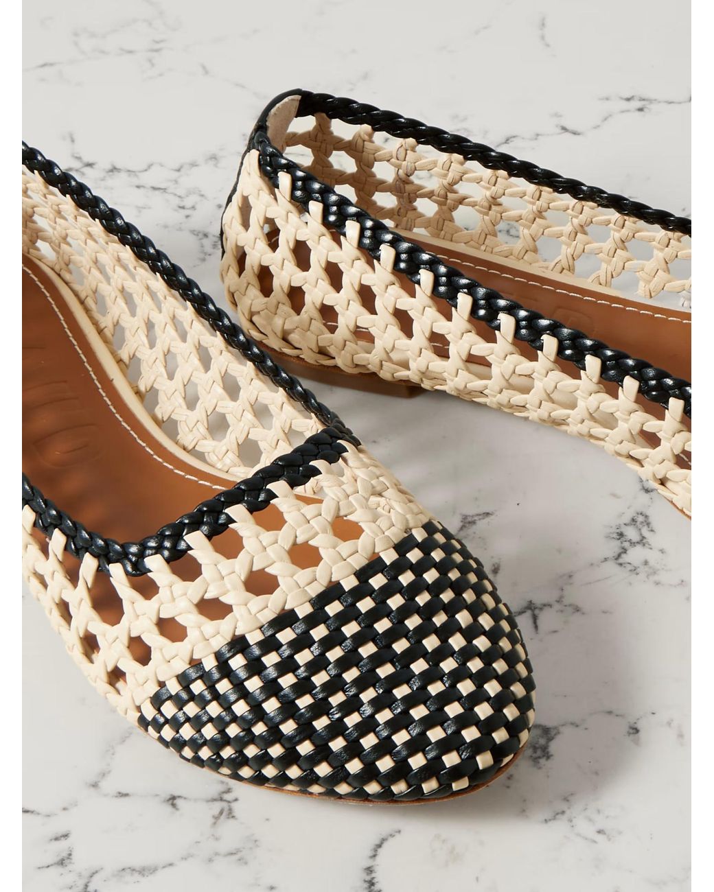 Staud Brown Nell Woven Leather Ballet Flats