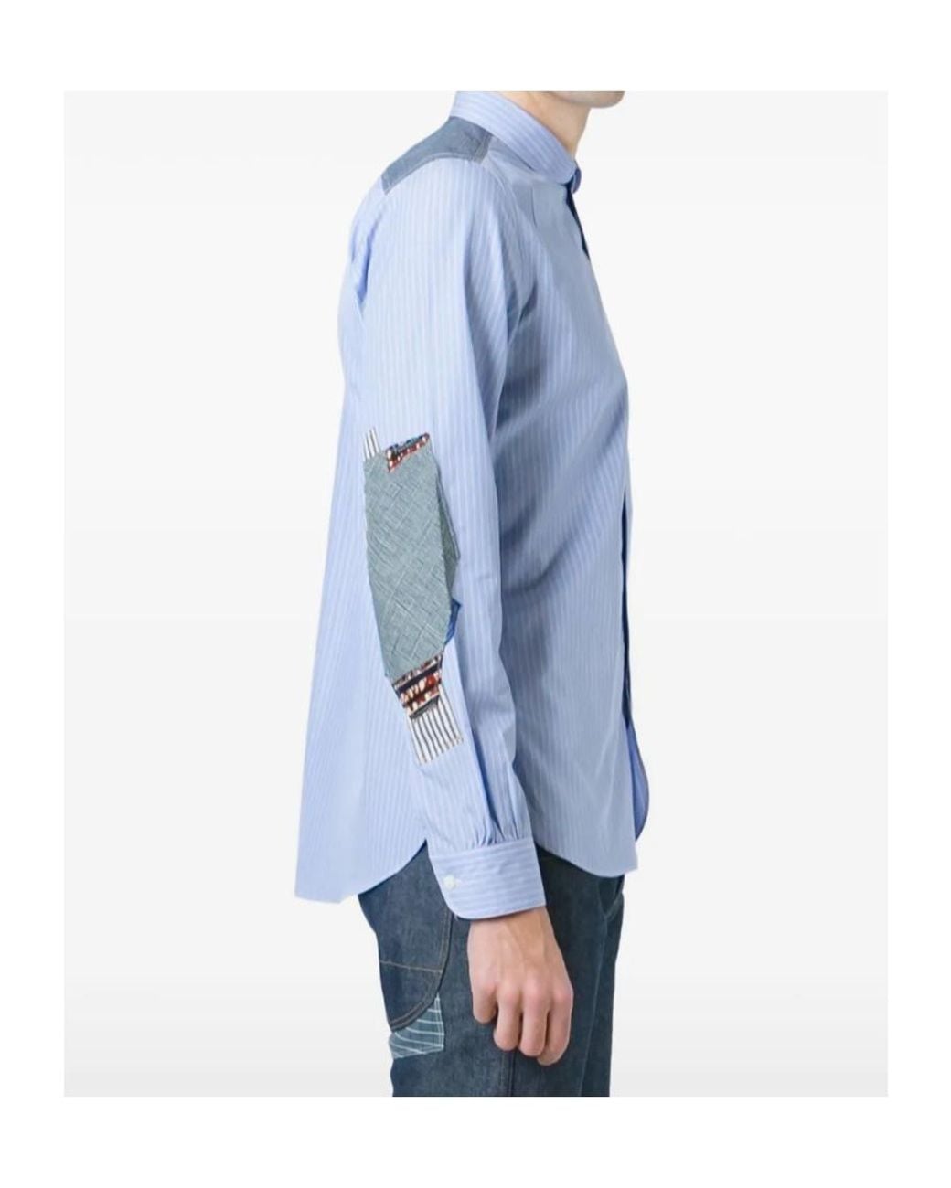 Junya Watanabe Blue Patchwork Patterned Shirt for men