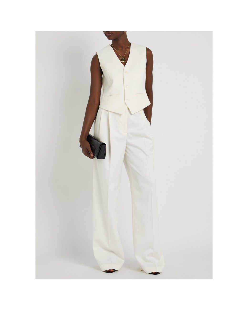Anine Bing White Wool V-Neck Waistcoat